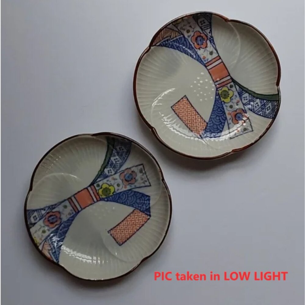 VINTAGE / Antique Japanese Kutani Matcha Ware SAUCERS (2)